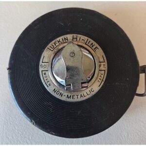 Vintage Lufkin Hi-Line 50‎ Ft Tape Measure Woven Non-Metallic Hand Crank USA